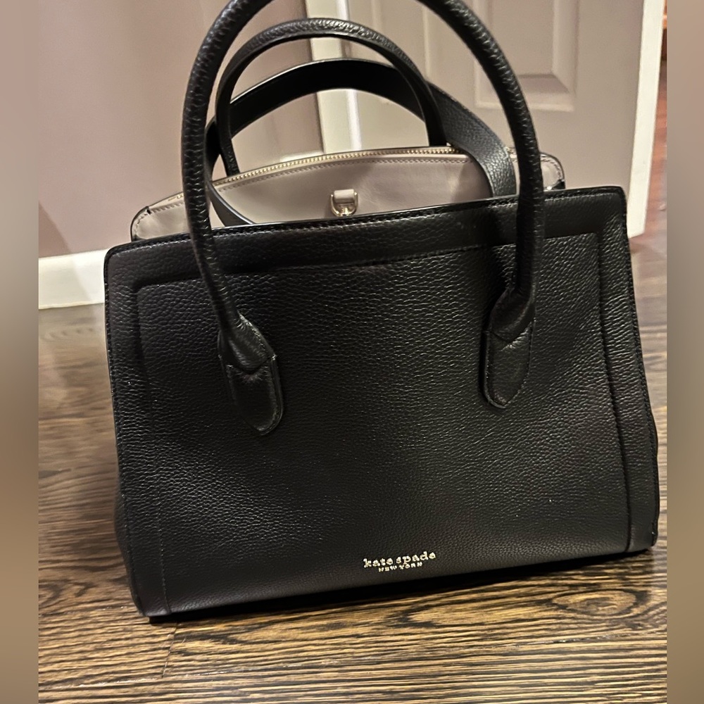 Kate Spade Madison Medium Top Zip Satchel Crossbody Black Saffiano Leather